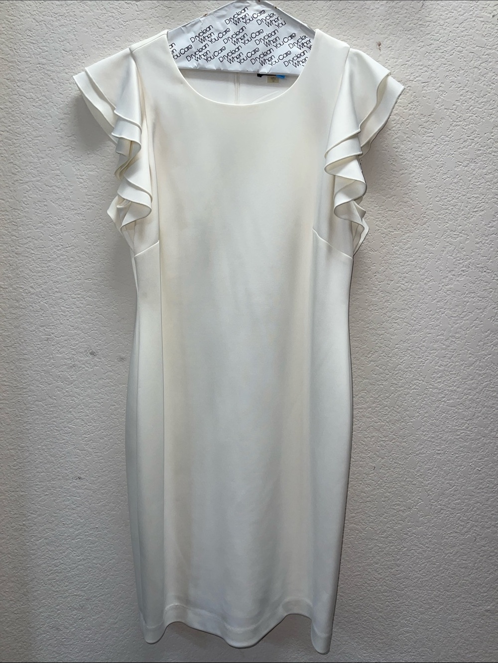 Tommy Hilfiger Ivory Ruffle Sleeve Midi Dress